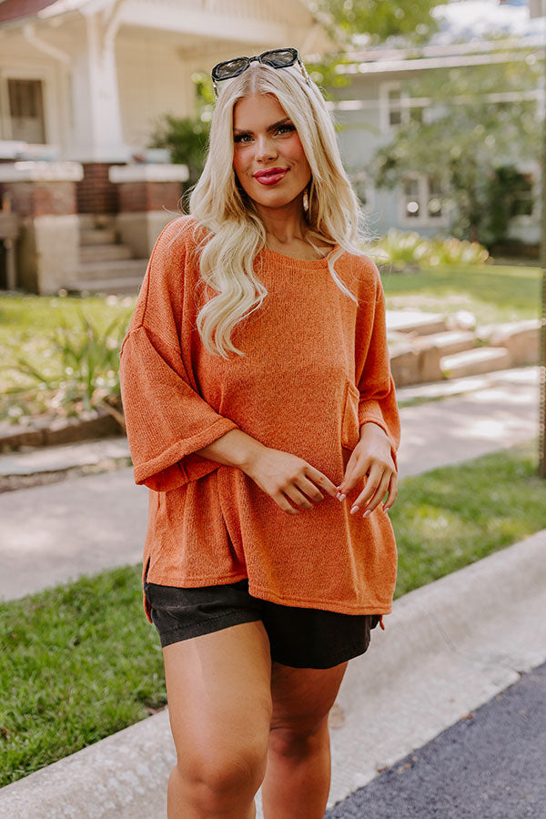 Vineyard Vibes Knit Top in Rust Curves Image - 1