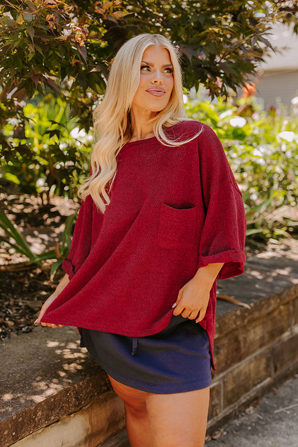 Vineyard Vibes Knit Top in Wine Curves Image - 1