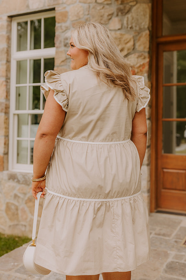 Cue The Charm Mini Dress in Taupe Curves Image - 4