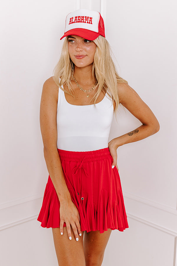 Pep Rally Cutie High Waist Skort in Red Image - 1