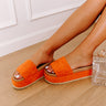 The Lainey Chenille Woven Platform Sandal in Orange Image - 1