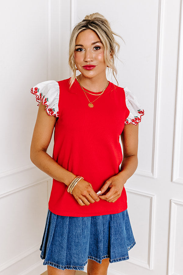 Sweet Like Cherry Pie Embroidered Top Image - 1