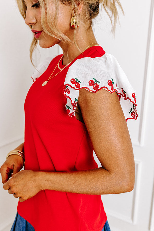 Sweet Like Cherry Pie Embroidered Top Image - 2
