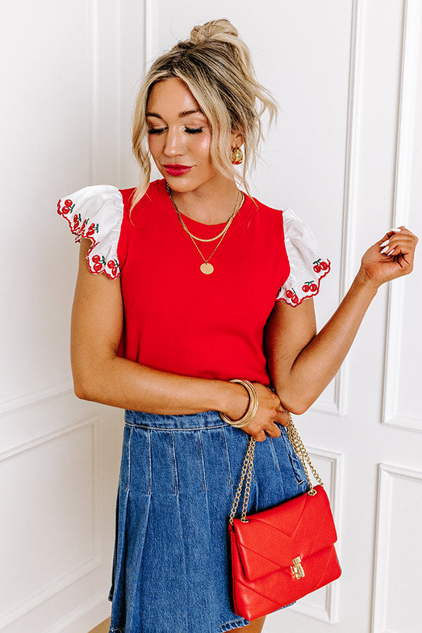 Sweet Like Cherry Pie Embroidered Top Image - 4