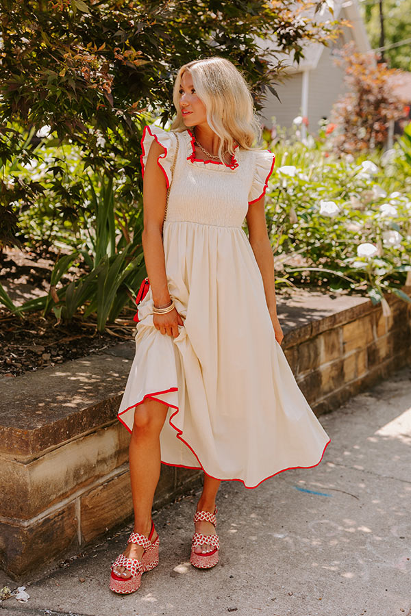 Mimosa Mingle Smocked Midi in French Vanilla Image - 1