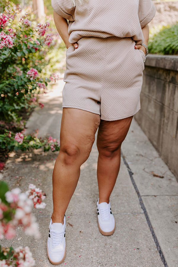 Coffee And Chit Chat High Waist Shorts in Warm Taupe Curves Image - 1