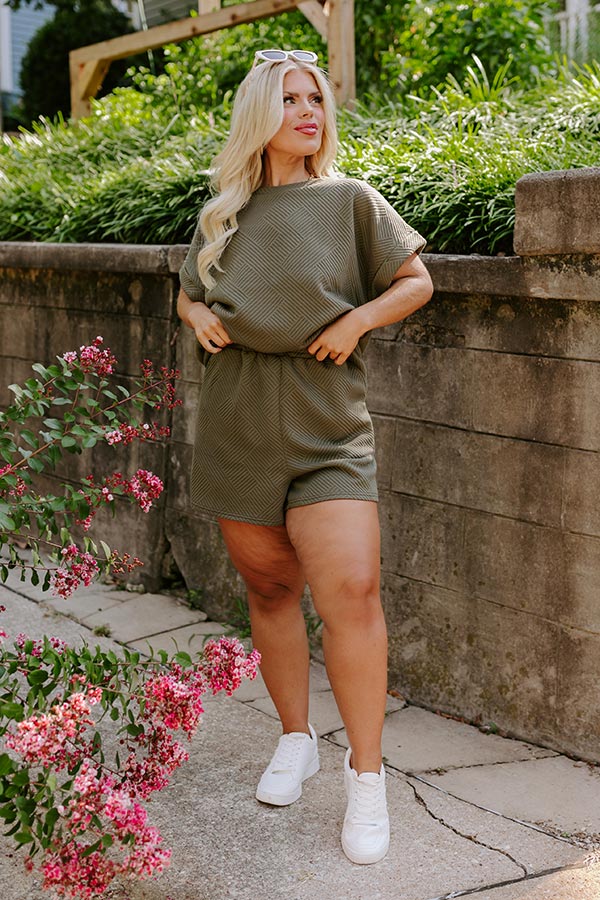 Coffee And Chit Chat High Waist Shorts in Olive Curves Image - 3