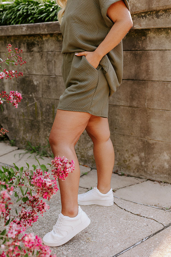 Coffee And Chit Chat High Waist Shorts in Olive Curves Image - 5