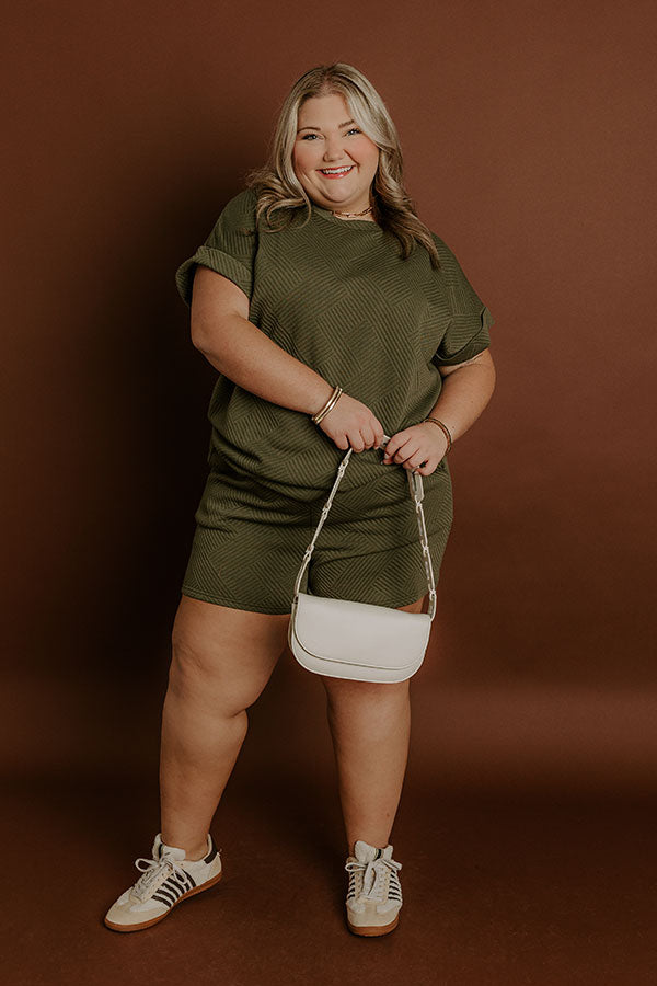 Coffee And Chit Chat High Waist Shorts in Olive Curves