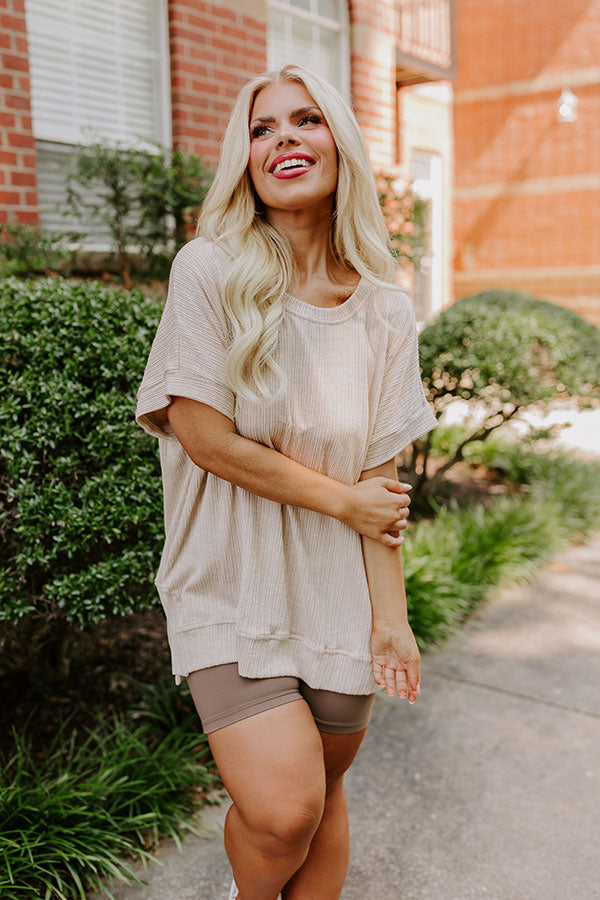Opening Act Ribbed Top in Oatmeal Curves Image - 1