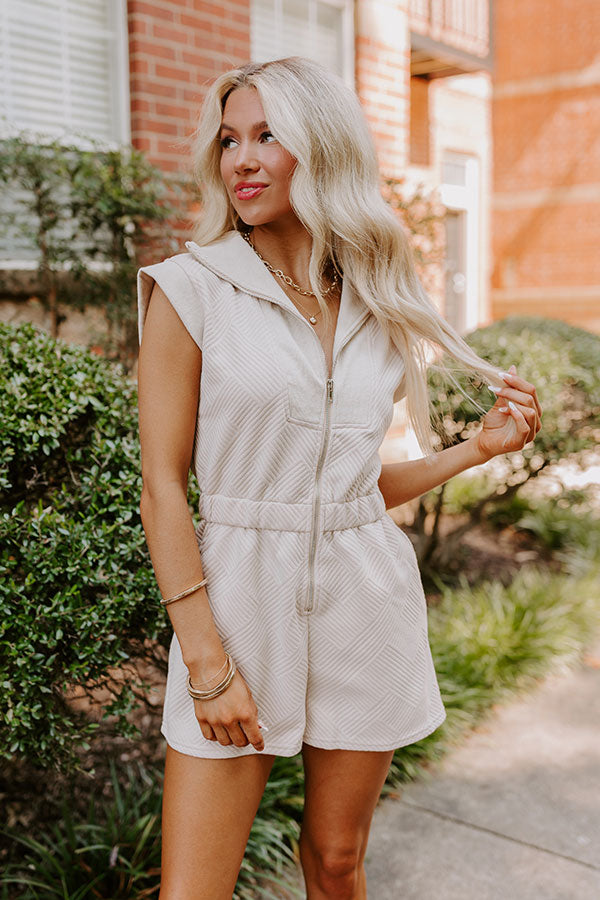 Coffee Run Cutie Romper in Oatmeal Image - 1