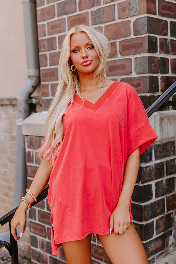Casual Meetup Oversized Tee in Scarlet Image - 4