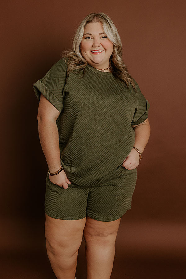Coffee And Chit Chat Shift Top in Olive Curves