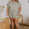 Mykonos Muse High Waist Linen-Blend Floral Shorts in Olive Curves Image - 1