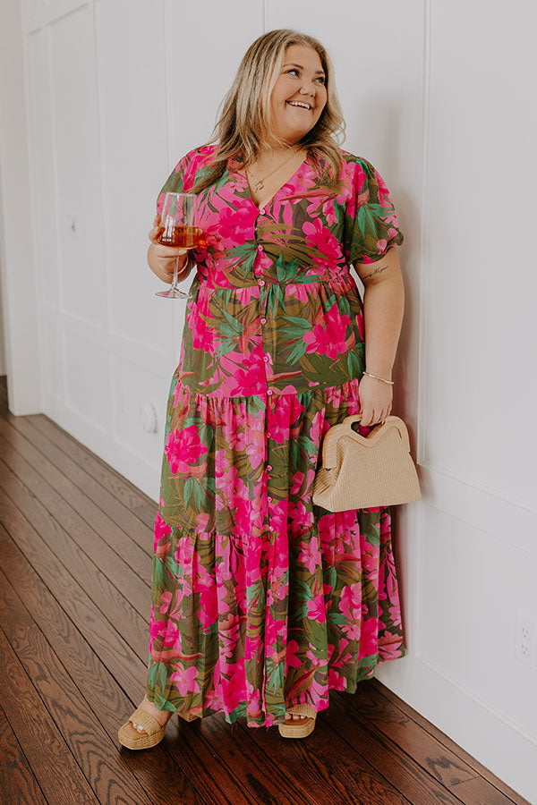 Only Sunshine Floral Maxi in Green Curves Image - 1