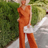 Under The Tucson Sun Crochet Jumpsuit in Rust Image - 1