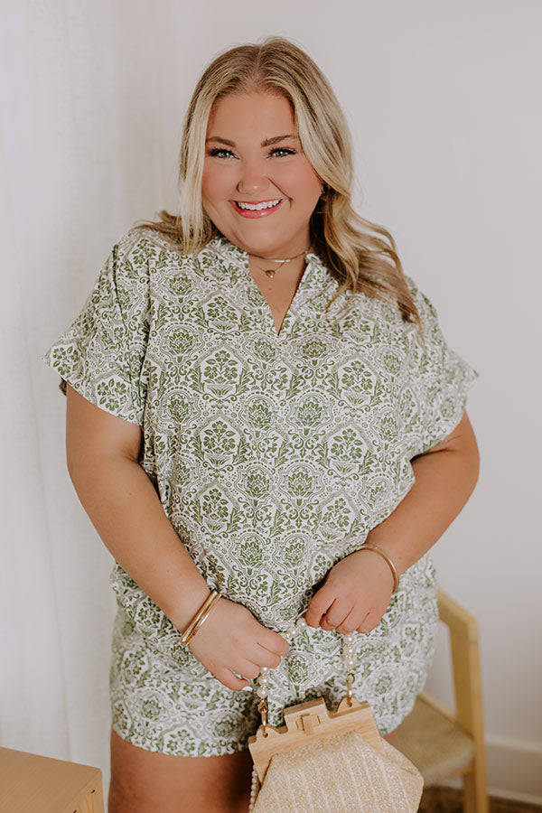 Mykonos Muse Linen-Blend Floral Top Curves Image - 1