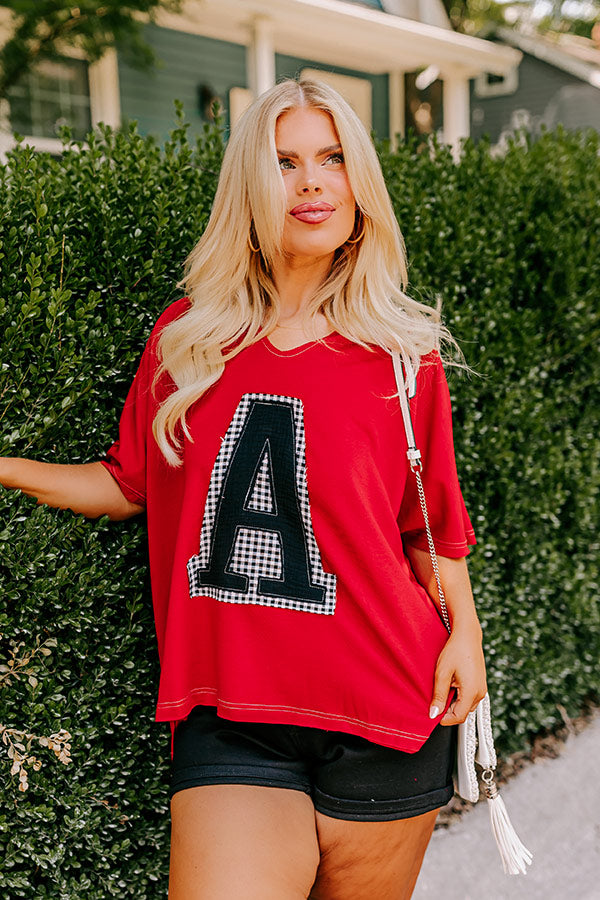 Field Day Letter Patch Tee in Red Curves Image - 4