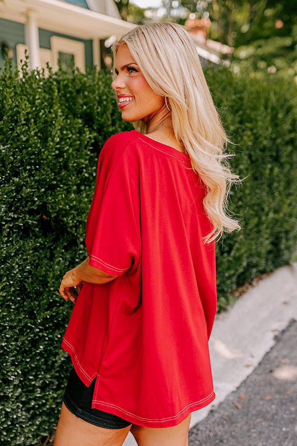 Field Day Letter Patch Tee in Red Curves Image - 3