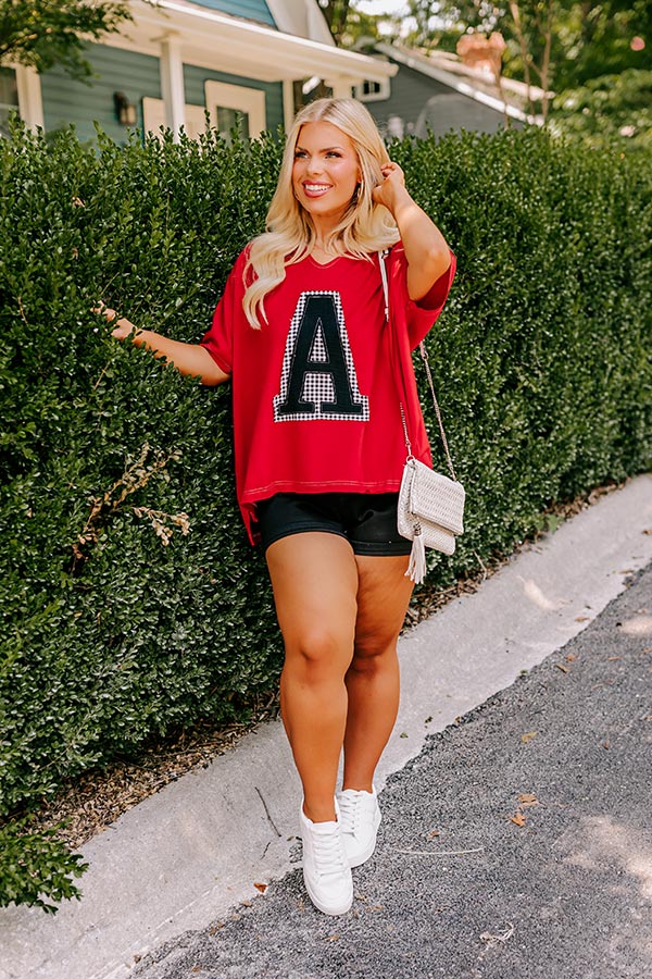 Field Day Letter Patch Tee in Red Curves Image - 1