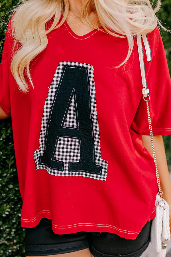 Field Day Letter Patch Tee in Red Curves Image - 2