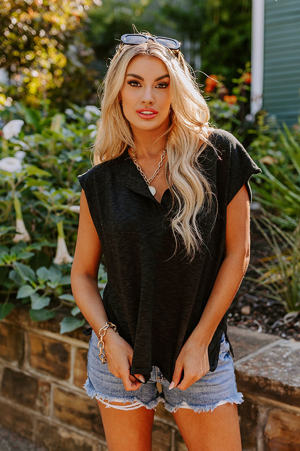 Coastal Cutie Knit Top in Black Image - 5