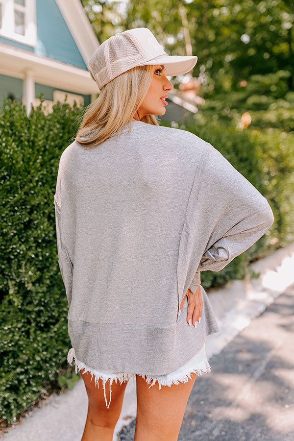Arkansas Embroidered Long Sleeve Tee in Grey Image - 5