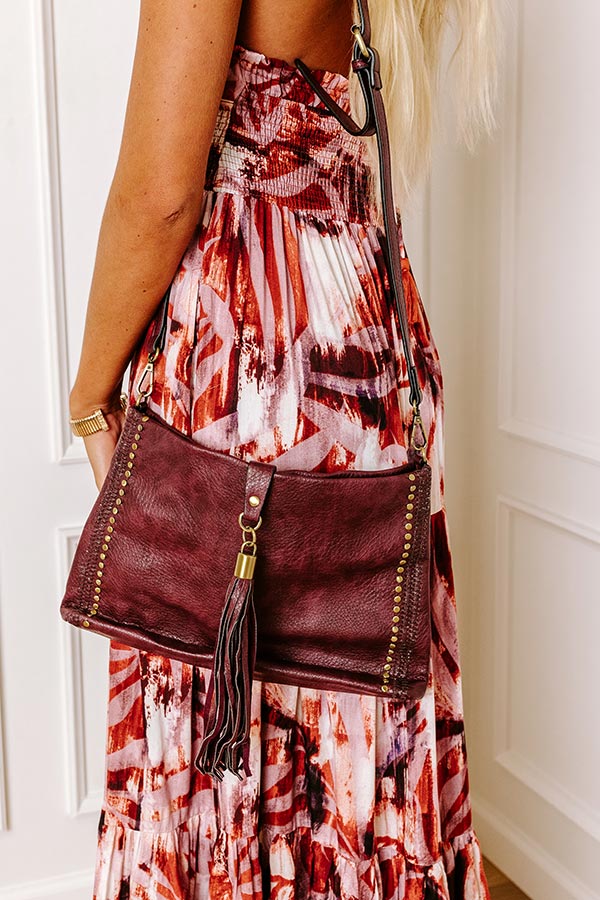 Cityscape Chic Faux Leather Crossbody In Wine Image - 1