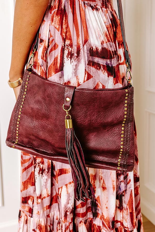 Cityscape Chic Faux Leather Crossbody In Wine Image - 2