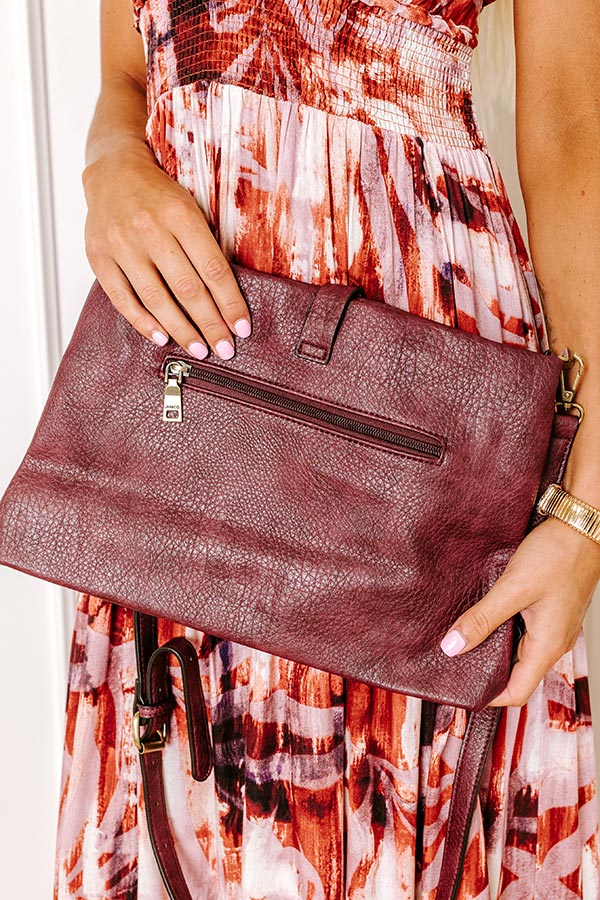 Cityscape Chic Faux Leather Crossbody In Wine Image - 3