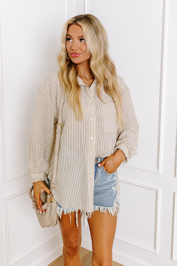 Coffee Shop Cutie Oversized Button Up