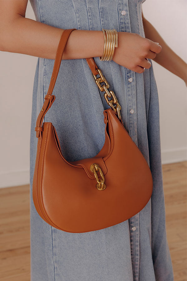Country Yard Dreaming Faux Leather Purse in Camel