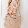 Chic Feeling Faux Leather Woven Tote In Iced Latte Image - 1