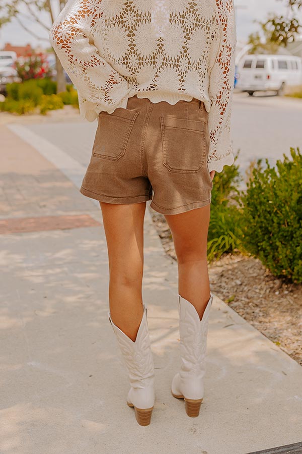 The Cora High Waist Shorts in Mocha Image - 5