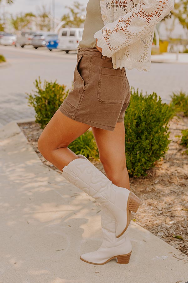 The Cora High Waist Shorts in Mocha Image - 4