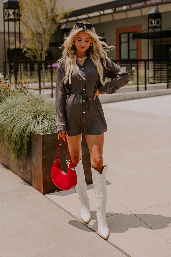 Runway Revelry Romper in Charcoal Image - 5