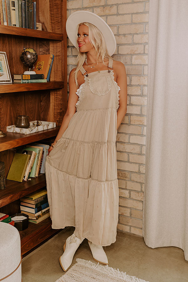 Cottage Charm Embroidered Midi in Taupe Image - 1