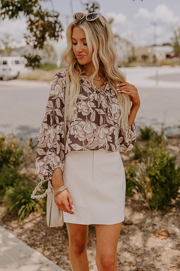 Courtyard Dreaming Floral Top in Espresso Image - 1