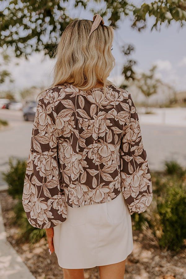 Courtyard Dreaming Floral Top in Espresso Image - 5