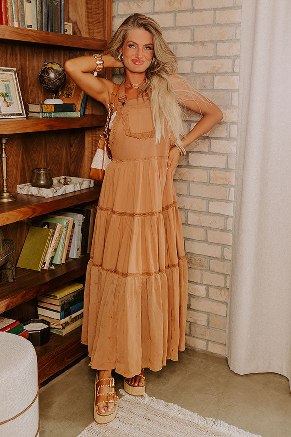 Cottage Charm Embroidered Midi in Brown Image - 1