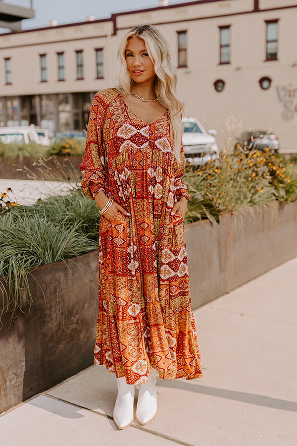Orchard Oasis Paisley Maxi Dress in Wine Image - 4