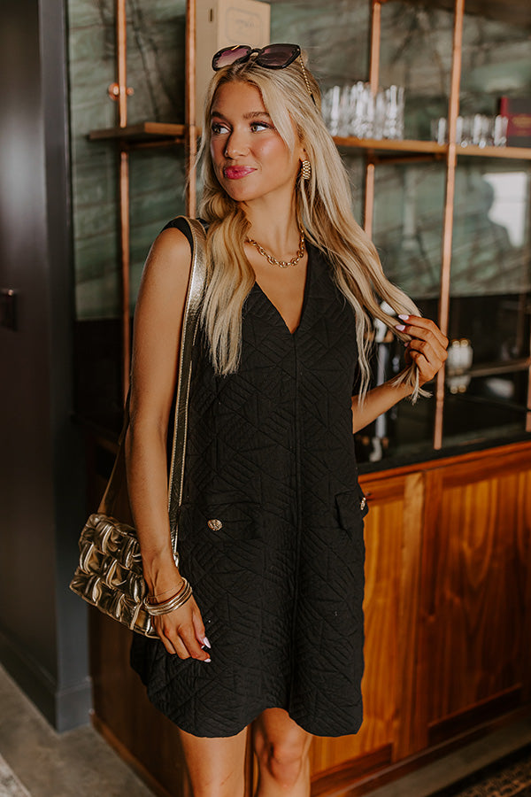 Chic Outing Quilted Mini Dress in Black Image - 1