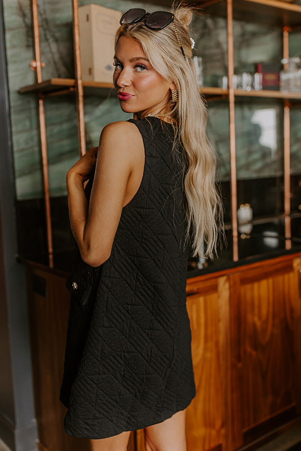 Chic Outing Quilted Mini Dress in Black Image - 3