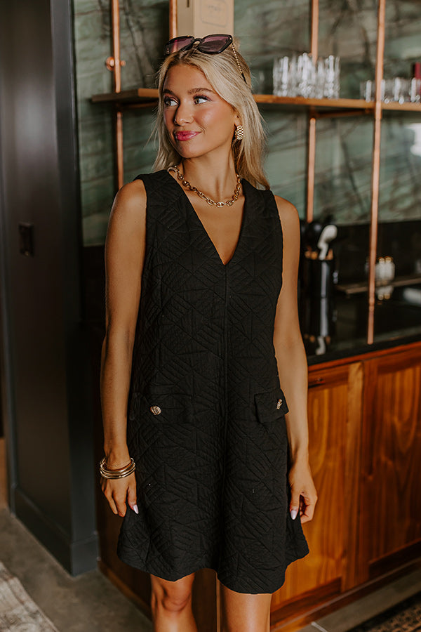 Chic Outing Quilted Mini Dress in Black Image - 5