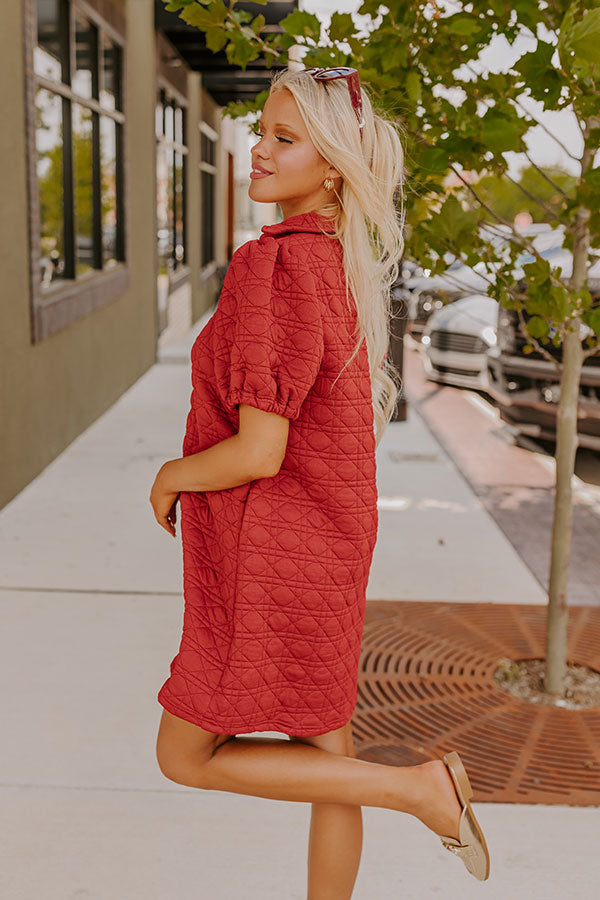 Chic Lifestyle Quilted Mini Dress in Crimson Image - 3