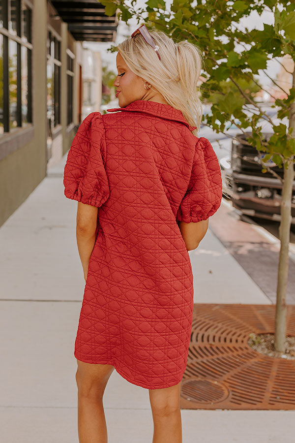 Chic Lifestyle Quilted Mini Dress in Crimson Image - 5