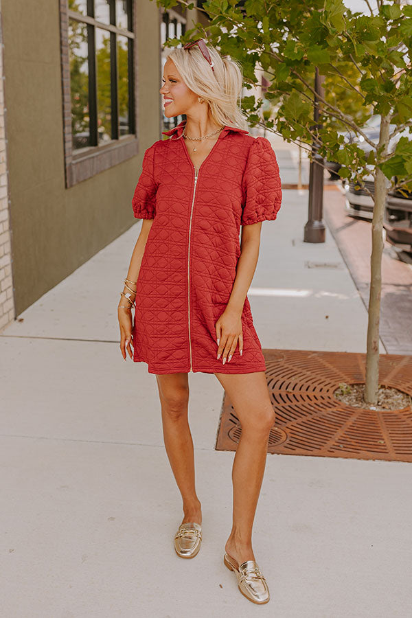 Chic Lifestyle Quilted Mini Dress in Crimson Image - 4