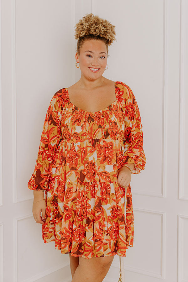 Fall Foliage Smocked Mini Dress Curves Image - 3