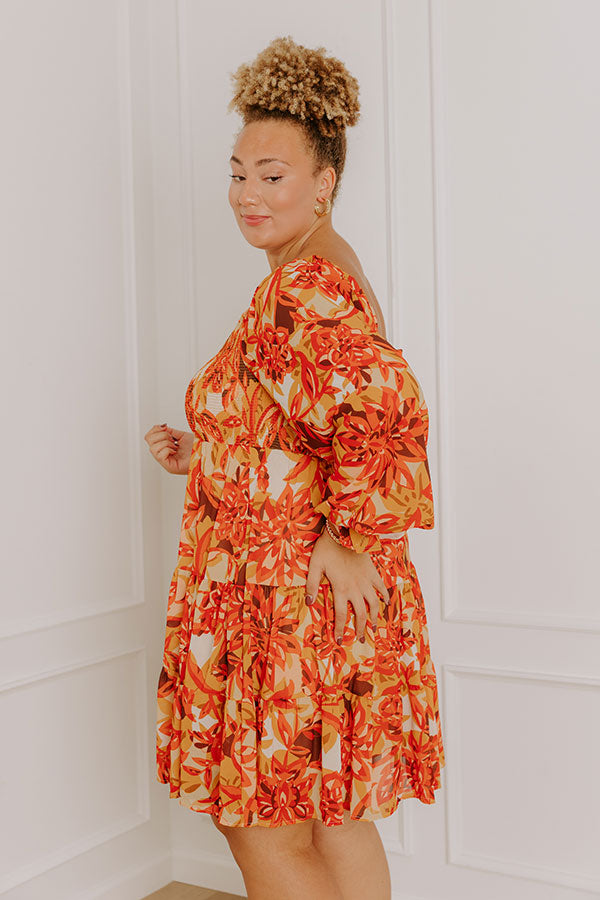 Fall Foliage Smocked Mini Dress Curves Image - 4