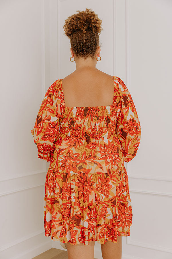 Fall Foliage Smocked Mini Dress Curves Image - 5